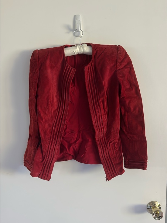 Valentino Jackets & Blazers - Valentino Red Suede Open-Front Blazer